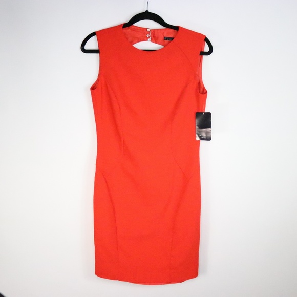 Zara Basics Orange Open Back Sleeveless Dress-R026 - Picture 1 of 4
